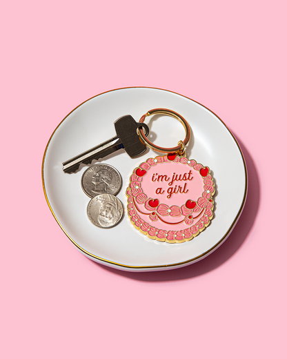 I’m Just a Girl Vintage Cake Enamel Keychain