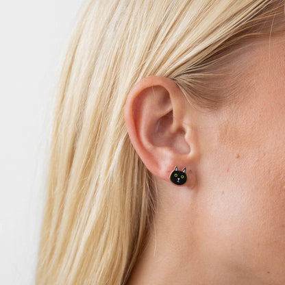 Black Cat Stud Earrings