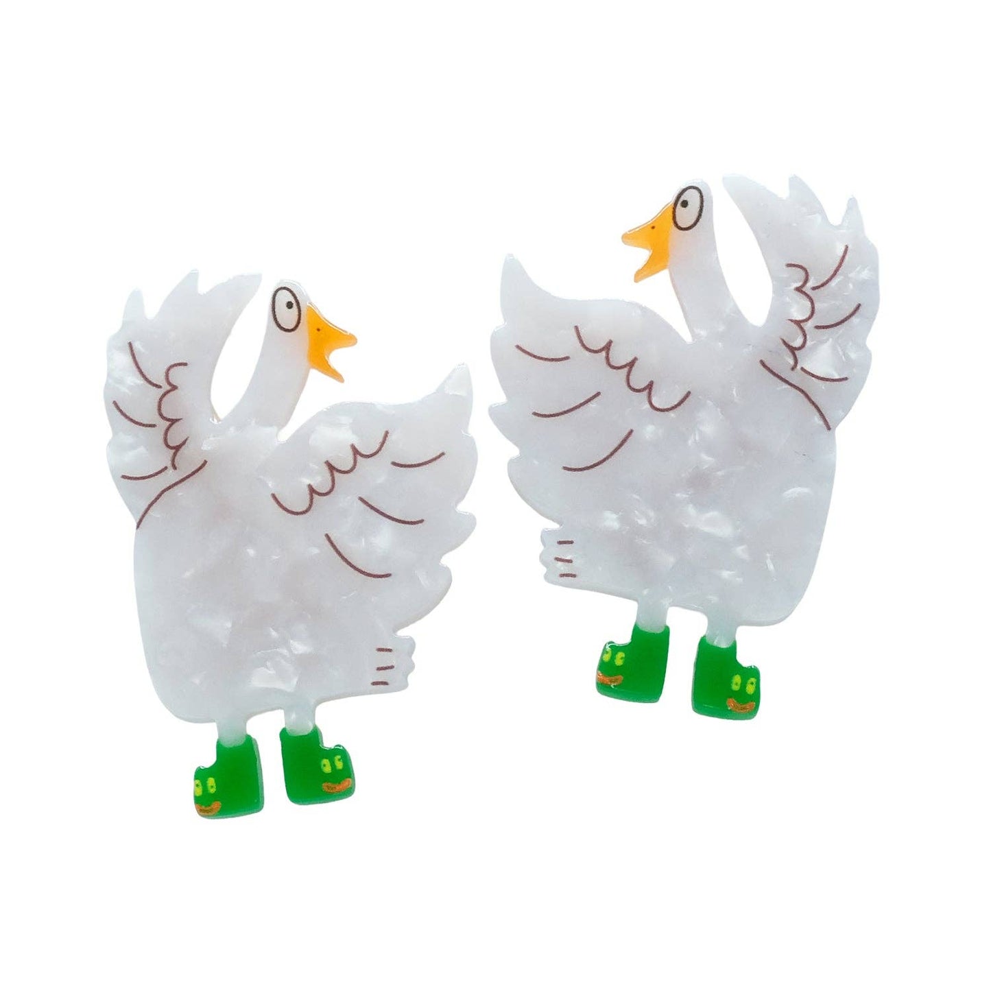 Silly Goose in Boots Hair Slide Clips