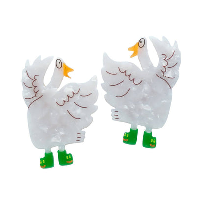 Silly Goose in Boots Hair Slide Clips
