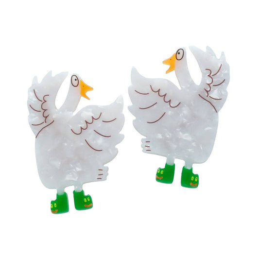 Silly Goose in Boots Hair Slide Clips