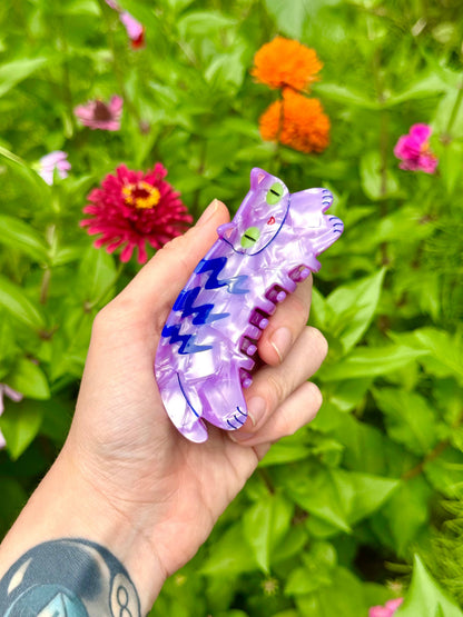 Purple Tabby Cat Hair Claw (Medium)