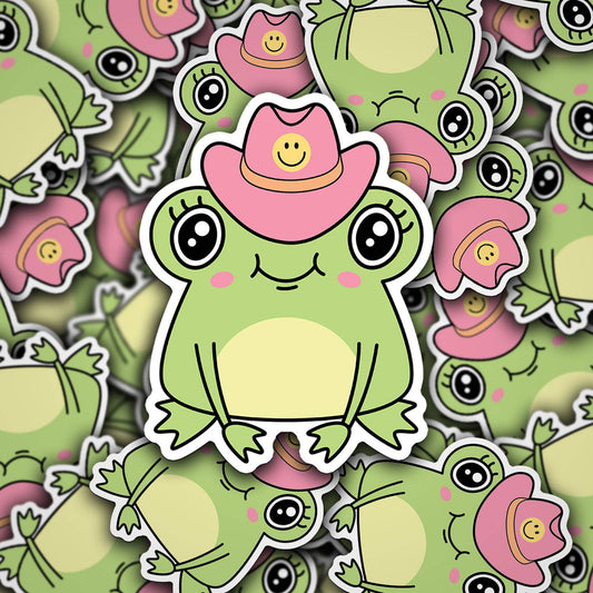 Cowgirl Frog Sticker