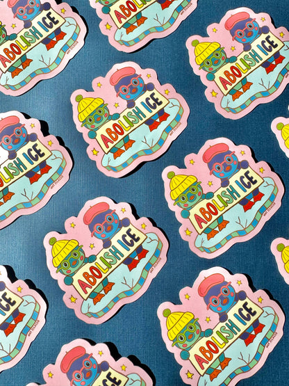 Abolish ICE Rainbow Penguins Sticker
