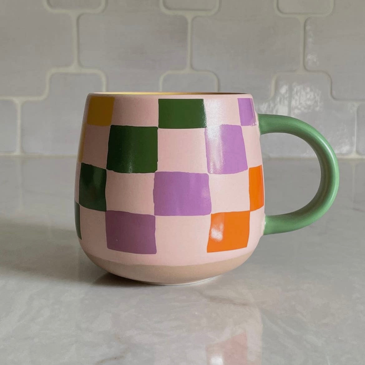 Retro Checkerboard Ceramic Mug