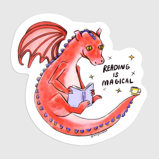 Reading Is Magical Dragon Sticker