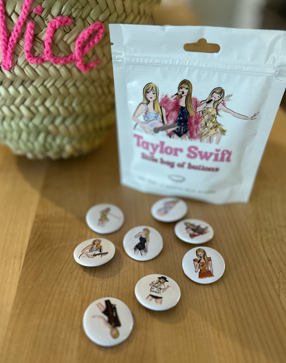 Taylor Swift Little Bag of (8) Buttons