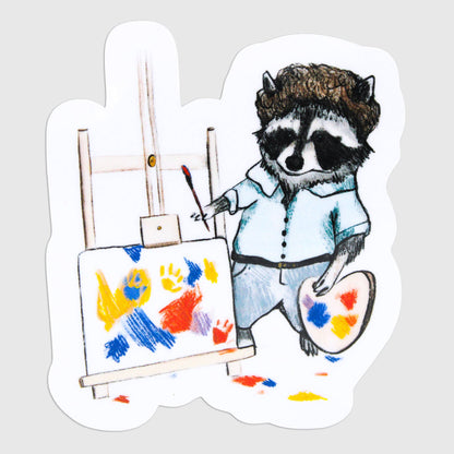 Happy Little Trash Artist Raccoon Sticker