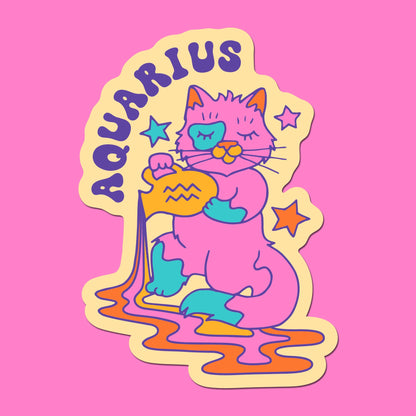 Astrology Cat Sticker: Aquarius