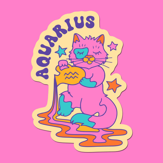 Astrology Cat Sticker: Aquarius