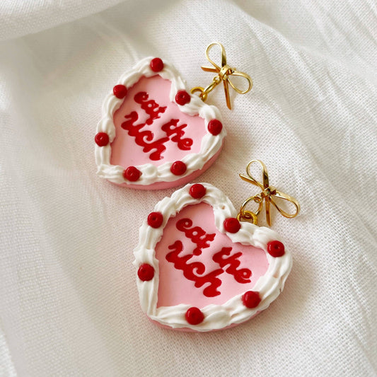 Eat The Rich Heart Cake Earrings