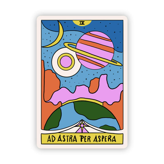 “Ad Astra Per Aspera" Tarot Card Sticker