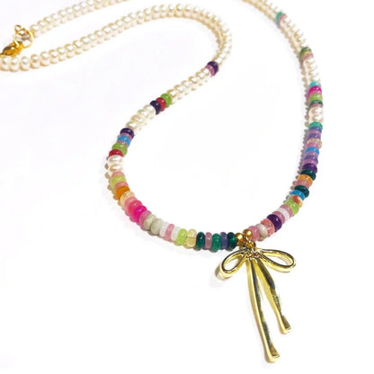 Rainbow Ombré Bow Necklace