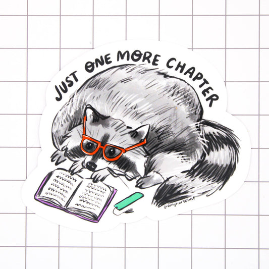 One More Chapter Raccoon Sticker