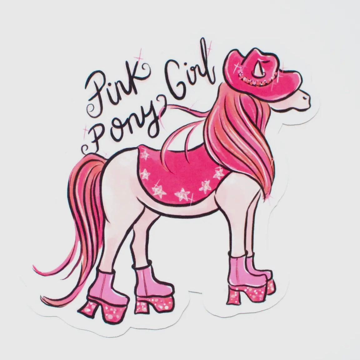 Pink Pony Girl Sticker