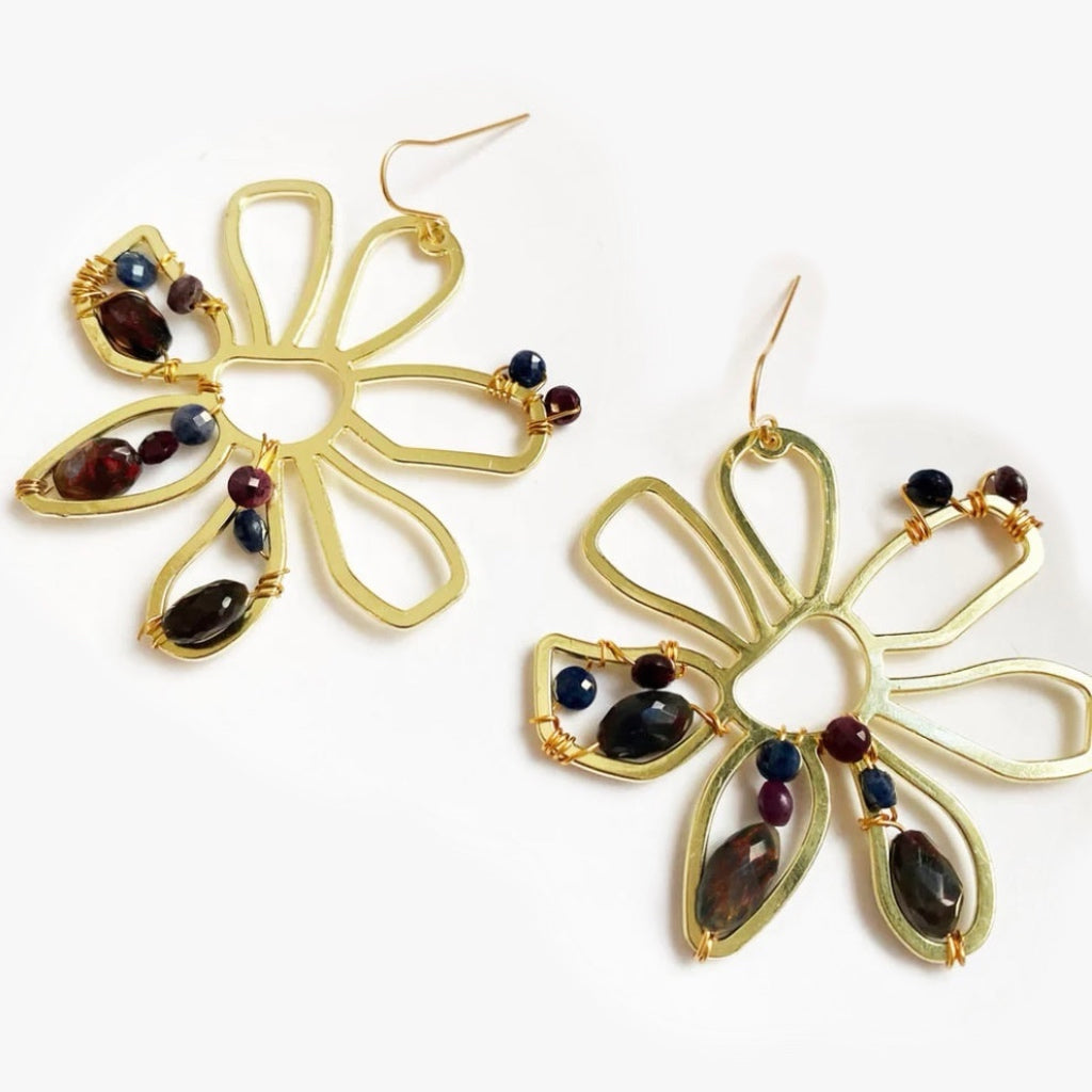 Black Flora Statement Earrings