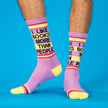 I Like Books More Than People Retro Crew Socks