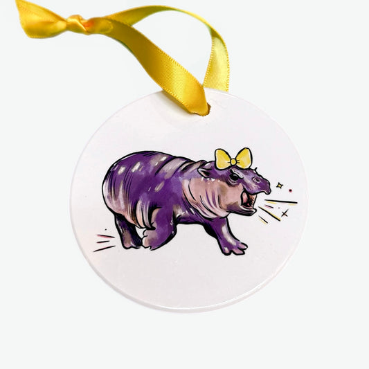 Moo Deng Hippo Ornament