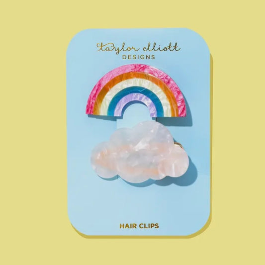 Rainbow and Cloud Hair Clip Set