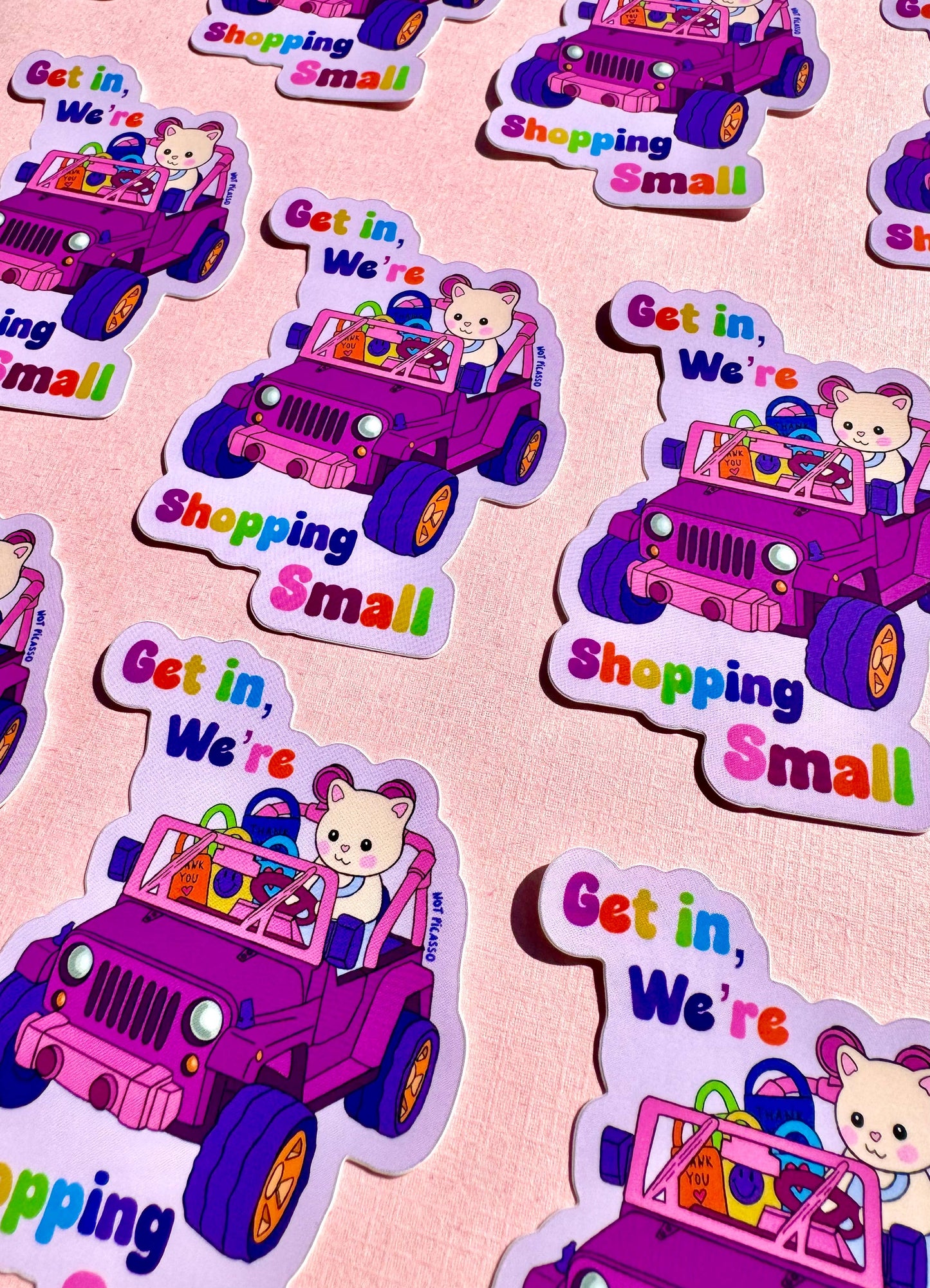 Get in We’re Shopping Small Cat Sticker