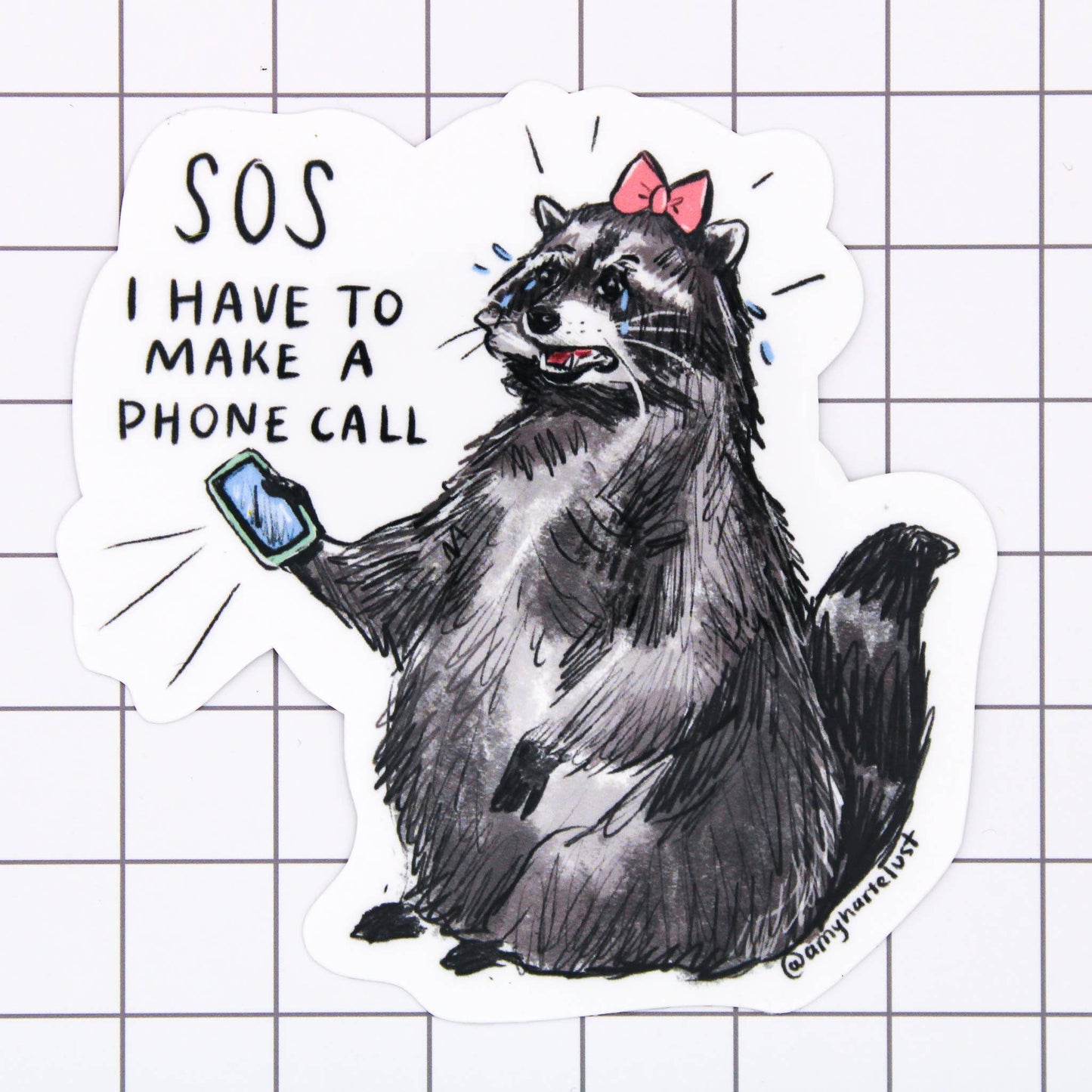 Phone Call Raccoon Sticker