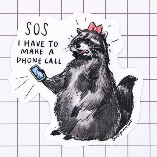 Phone Call Raccoon Sticker