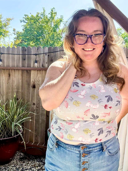 Plus Size Reversible Crop Top: Axolotl / Blush Pink