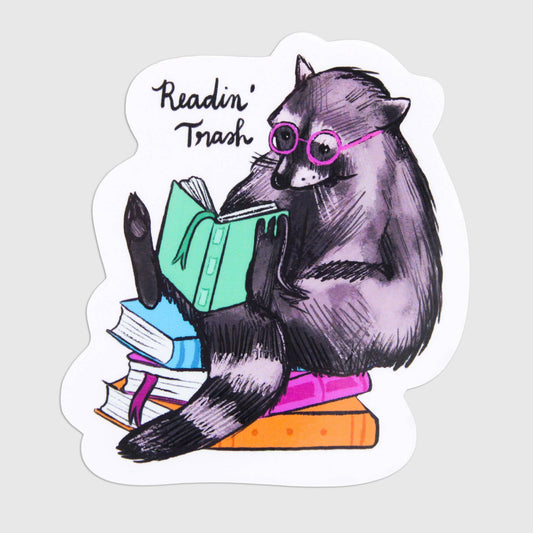 Readin’ Trash Raccoon Sticker