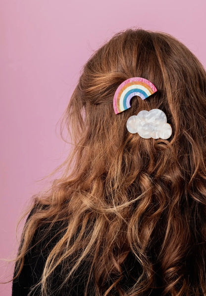 Rainbow and Cloud Hair Clip Set