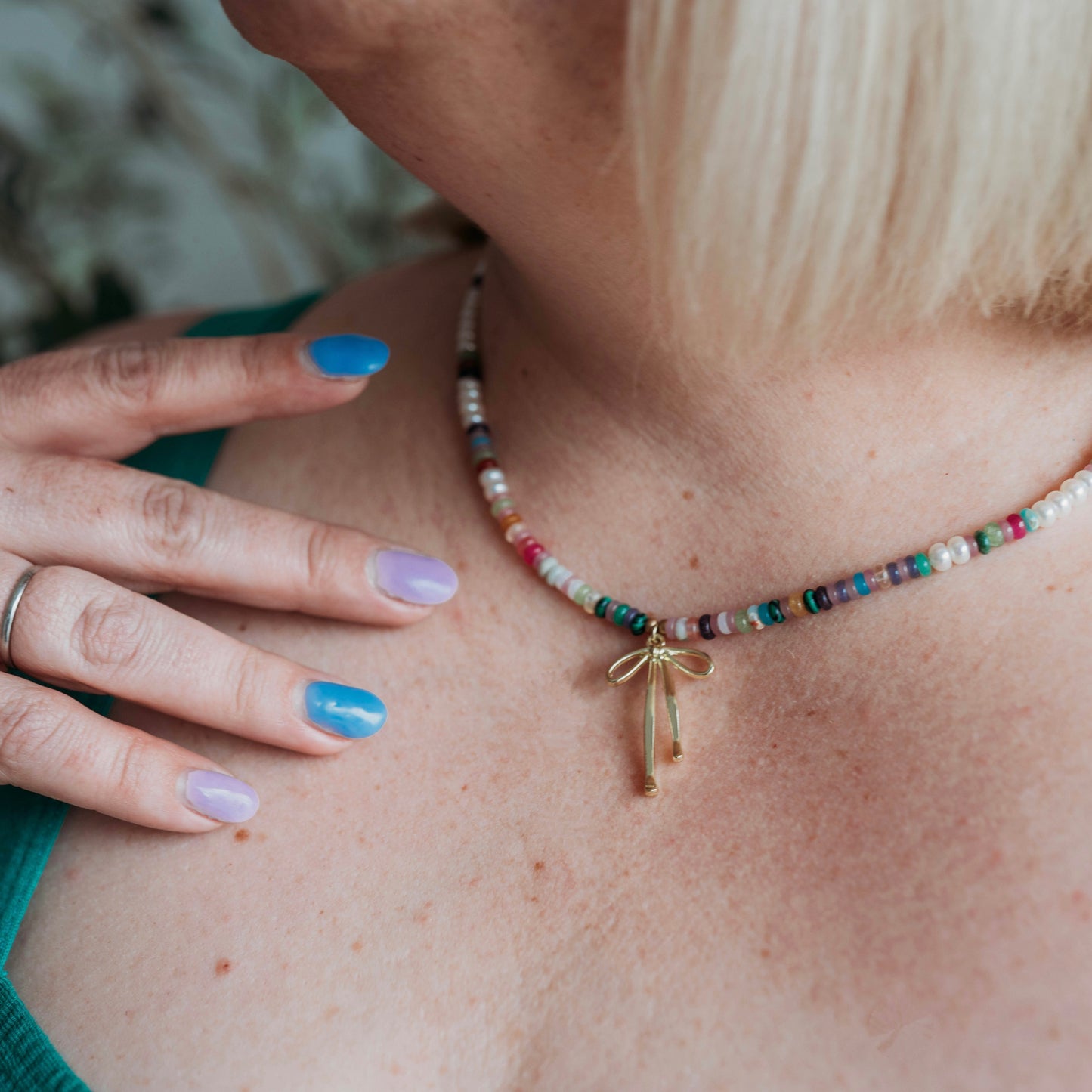 Rainbow Ombré Bow Necklace