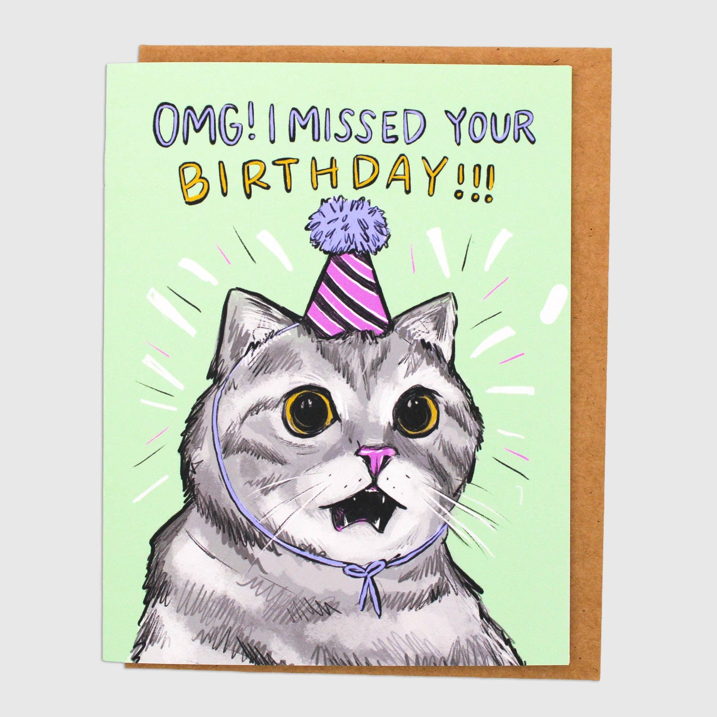 Belated Birthday Cat Card