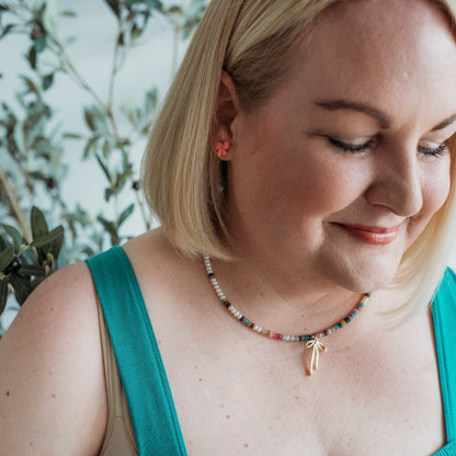 Rainbow Ombré Bow Necklace