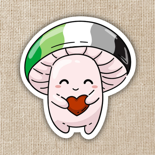 Aromantic Pride Flag Mushroom Sticker
