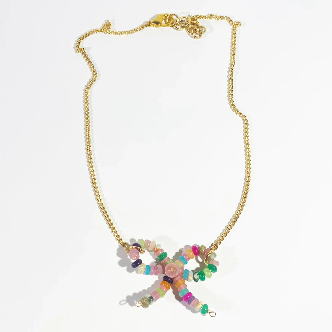 Darling Beaded Bow Necklace