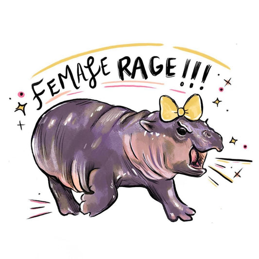 Female Rage Hippo Sticker