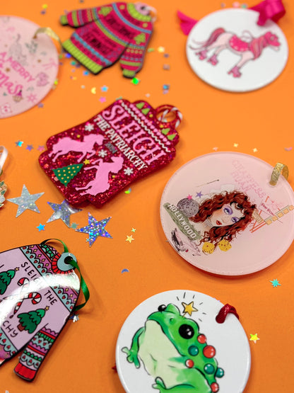 Sleigh the Patriarchy 2024 Glitter Ornament