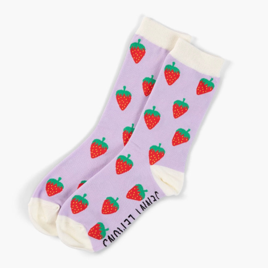 Lavender Strawberry Crew Socks