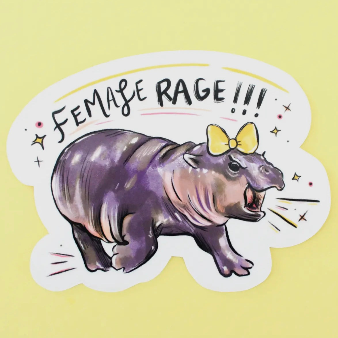 Female Rage Hippo Sticker
