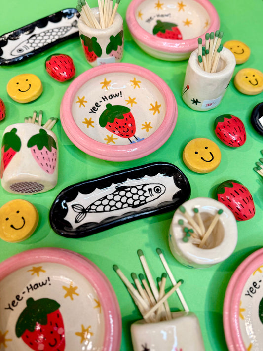 Yellow Smiley Face Ceramic Magnet