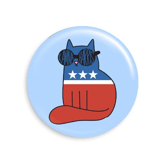 Democrat Cat For Kamala Harris Button Pin