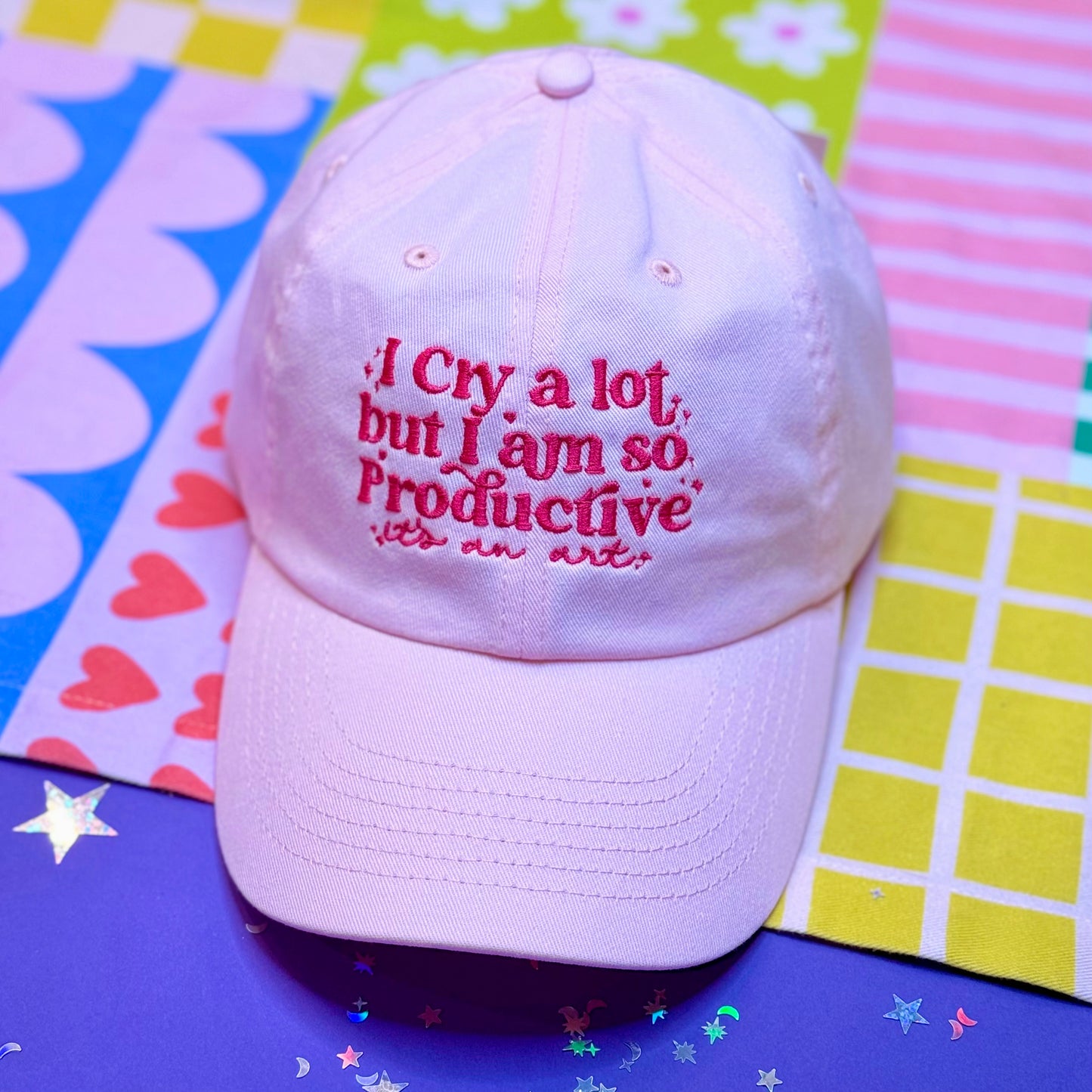 I Cry a Lot But I Am So Productive Hat (Pink)