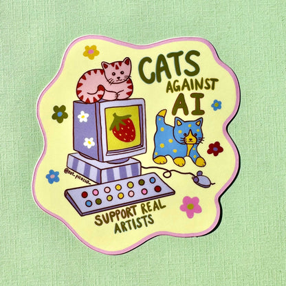 Cats Against AI, Support Real Artists Sticker