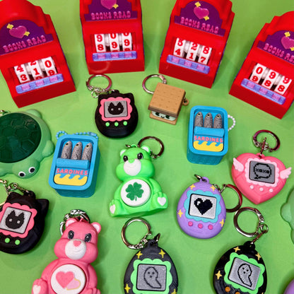 Digital Pet Pink Heart Fidget Clicker Keychain
