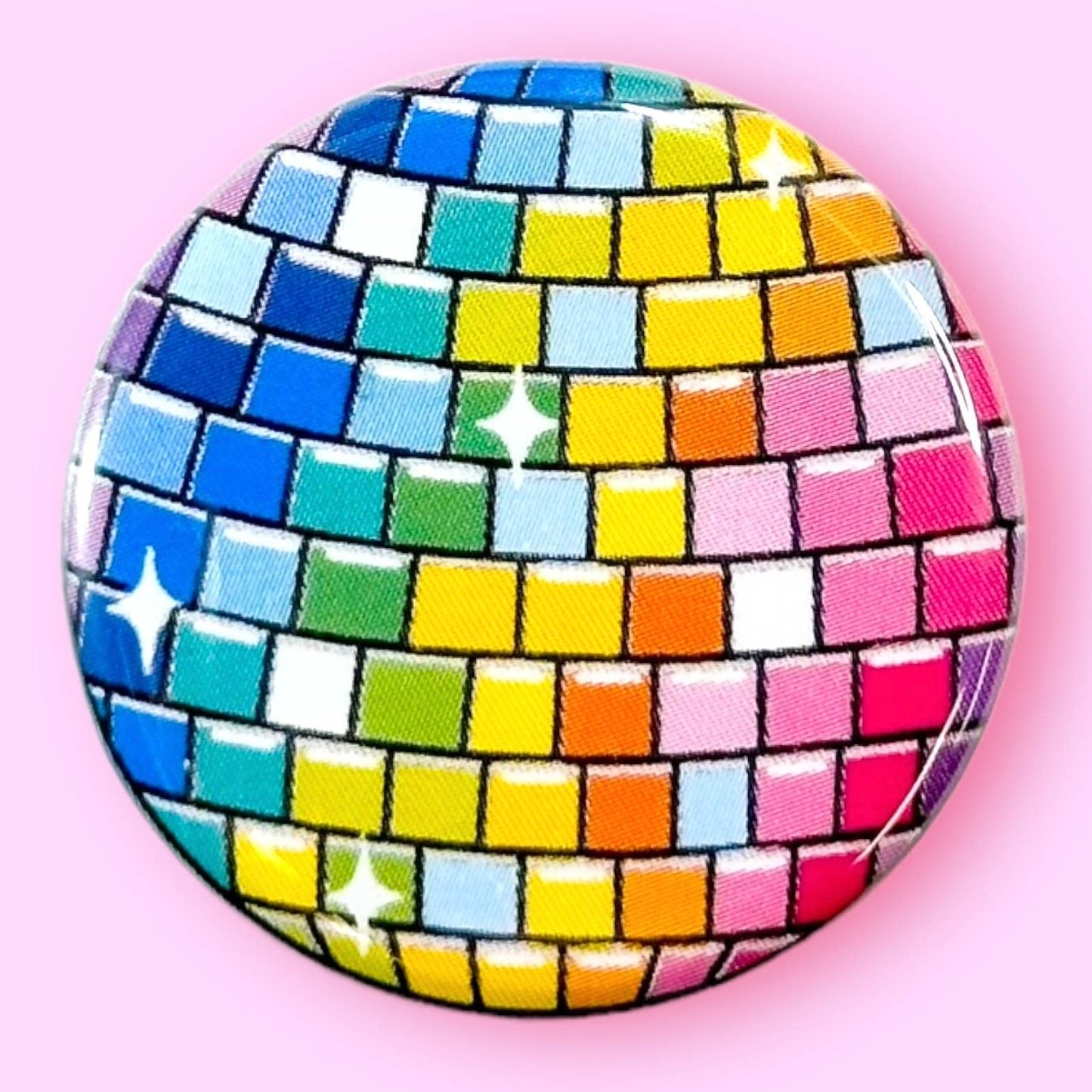 Rainbow Disco Ball Button