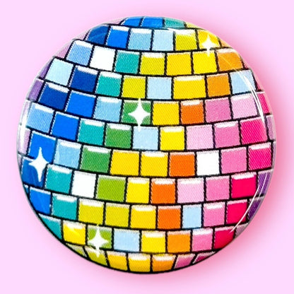 Rainbow Disco Ball Button