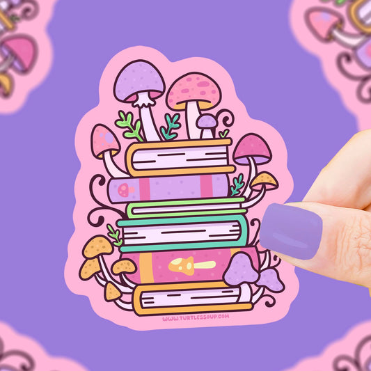 Mushroom Stacked Books Sticker