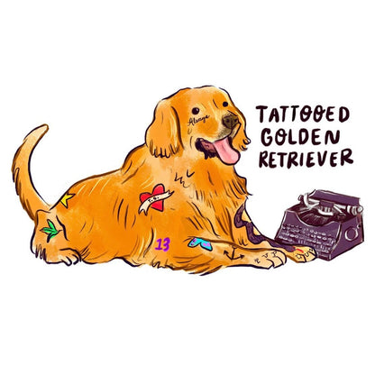 Tattooed Golden Retriever Sticker