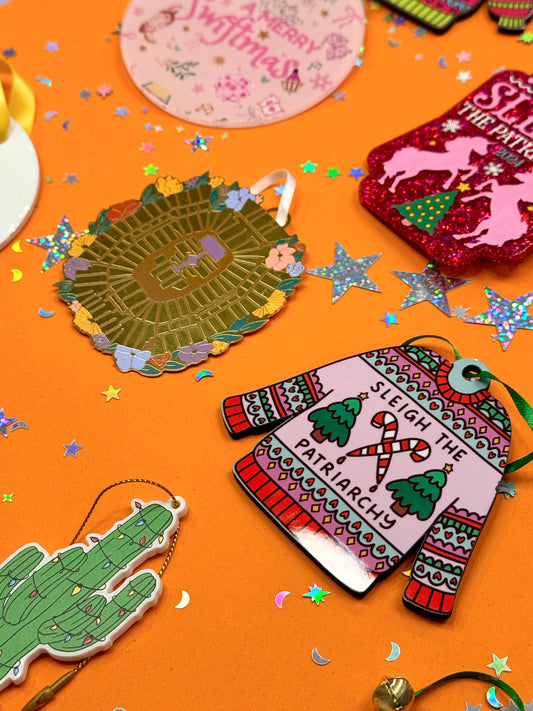 Cactus Christmas Acrylic Ornament