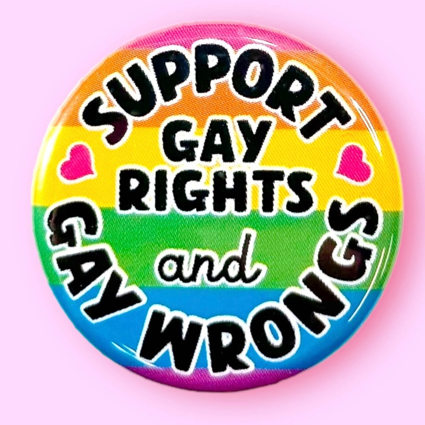 Support Gay Rights and Gay Wrongs Button