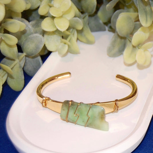 Chrysoprase Crystal Cuff Bracelet